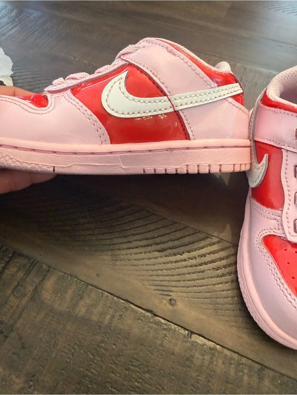 Nike Kids Pink and Red Nike Dunk Low